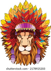 Aztec style lion in a transparent background