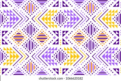 Aztec style seamless geometry backdrop with tribal ornament. Ornamental ethnic background collection. Use for fabric prints, surface textures, cloth design, wrapping. EPS 10 vector illustration.