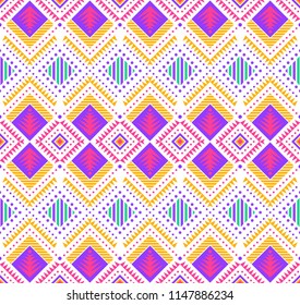 Aztec style seamless geometry pattern with tribal ornament. Ornamental ethnic background collection. Use for fabric prints, surface textures, cloth design, wrapping. EPS 10 vector illustration.