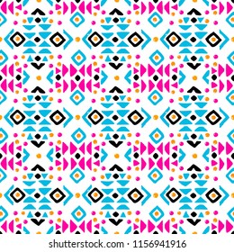 Aztec style seamless geometry pattern with tribal ornament. Ornamental ethnic background collection. Use for fabric prints, surface textures, cloth design, wrapping. EPS 10 vector illustration.