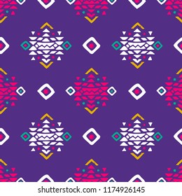 Aztec style seamless geometry pattern with tribal ornament. Ornamental ethnic background collection. Use for fabric prints, surface textures, cloth design, wrapping. EPS 10 vector illustration.