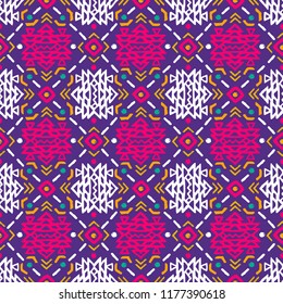 Aztec style seamless geometry pattern with tribal ornament. Ornamental ethnic background collection. Use for fabric prints, surface textures, cloth design, wrapping. EPS 10 vector illustration.