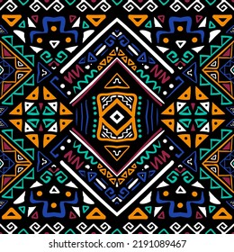 Aztec style seamless pattern. Abstract wallpaper with hand drawn elements ornament. Tribal print template.