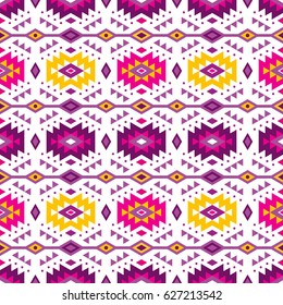 Aztec style seamless pattern with tribal ornament. Ornamental ethnic background collection. Can be used for fabric prints, surface textures, cloth design, wrapping. EPS 10 vector illustration.