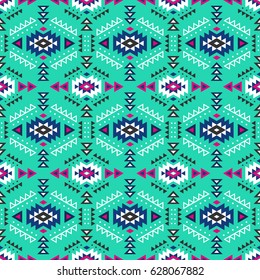 Aztec style seamless pattern with tribal ornament. Ornamental ethnic background collection. Can be used for fabric prints, surface textures, cloth design, wrapping. EPS 10 vector illustration.