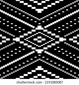 Aztec stylized seamless pattern. Ethnic print template for textile and paper. Boho chic design. Abstract background with folk motives. Black and white.