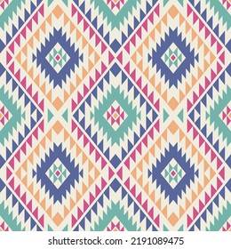 Aztec stylized seamless pattern. Ethnic print template for textile and paper. Boho chic design. Bright colored abstract background with folk motives.