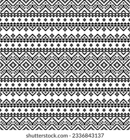 Aztec stylized seamless pattern. Ethnic print template for textile and paper. Boho chic design. Abstract background with folk motives. Black and white.