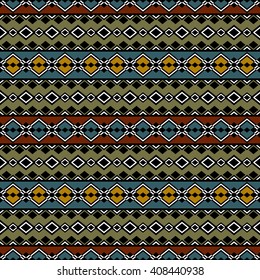 Aztec stylized seamless pattern. Ethnic wallpaper. Boho design. Bright colored abstract background with folk motives. Summer fashion.