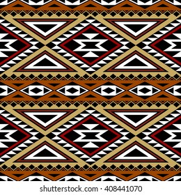 Aztec stylized seamless pattern. Ethnic wallpaper. Boho design. Bright colored abstract background with folk motives. Summer fashion.