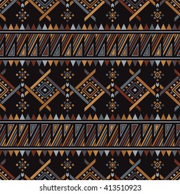 Aztec stylized seamless pattern. Ethnic print template for textile and paper. Boho chic design. Abstract background with folk motives. Summer fashion.