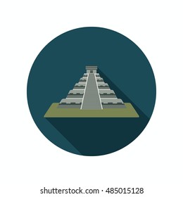 Aztec temple color icon. Flat design