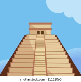 Aztec temple and steps 	