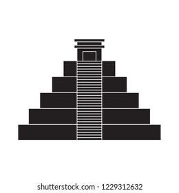 Aztec temple, world famous landmark in Columbia, vector  illustration, modern concept, glyph style