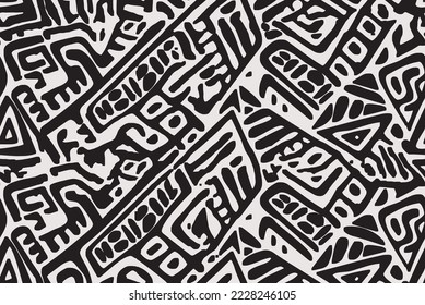  Aztec textile print. African traditional design. Creative boho pattern. Perfect for site backgrounds, wrapping paper, rug, shirt, fabric design. Unique Geometric Vector Seamless  made in ethnic style