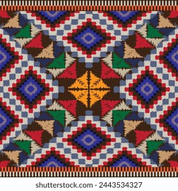 Aztec textile seamless pattern on brown background.Geometric border pattern traditional.Aztec and native style.Abstract vector illustration.Design for texture,textile,fabric,clothing
and decoration.