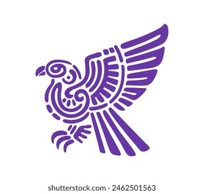 Aztec totem eagle bird or Mayan and Inca tribal symbol, vector sacred deity. Ancient Mexican, Aztec and Maya tribe totem of vulture or eagle, ritual symbol and mythology or religious idol for tattoo