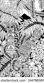 Aztec Totems Doodle Art