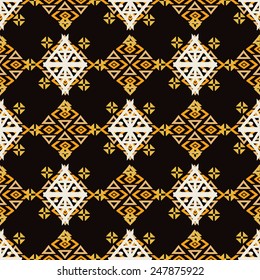 Aztec tribal art colorful seamless pattern. Ethnic Mexican print. Folk repeating background texture