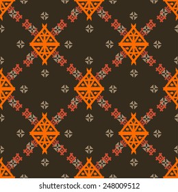 Aztec tribal art colorful seamless pattern. Ethnic Mexican print. Folk repeating background texture