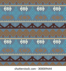 Aztec tribal art colorful seamless pattern. Ethnic geometric print. Folk border repeating background texture. Fabric, cloth design, wallpaper, wrapping
