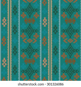 Aztec tribal art colorful seamless pattern. Ethnic geometric print. Folk border repeating background texture. Fabric, cloth design, wallpaper, wrapping