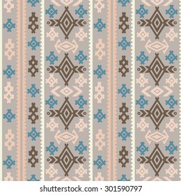Aztec tribal art colorful seamless pattern. Ethnic geometric print. Folk border repeating background texture. Fabric, cloth design, wallpaper, wrapping