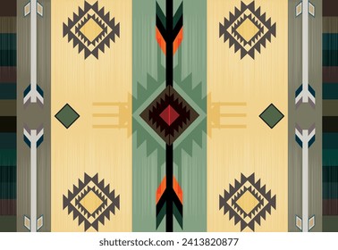 Aztec Tribal Ethnic Geometric Seamless Pattern Rug, Western Area Rug for Beedroom Living Room-81