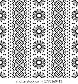 Aztec tribal ethnic pattern vector in black and white color