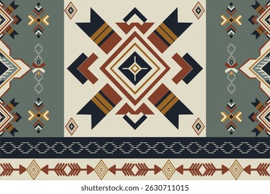 Azteken und Stammes geometrische Stoffmuster in Erdtönen Farben. Perfekt für Textildesign, Modestoffe, Wohnkultur und digitale Hintergründe