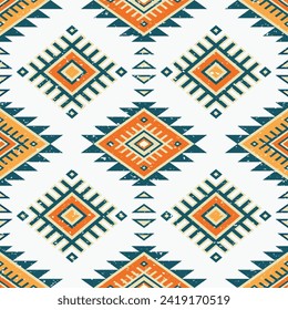Aztec tribal geometric grunge texture. Vintage vector background. Seamless stripe pattern. Traditional ornament ethnic style. Design for textile, fabric, clothing, curtain, rug, ornament, wrapping.