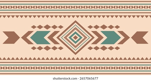 Aztekisches geometrisches Stammesmuster im ethnisch mexikanischen Stil Traditionelles Volkskunstdesign Farbenfroh für Textilien, Stoff, Teppich, Hintergrund, Mode