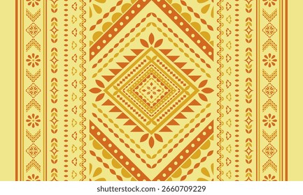 Aztec tribal geometric pattern ethnic floral flower Mexican style Traditional folk art design Colorful for textile, fabric, carpet, background, fashion