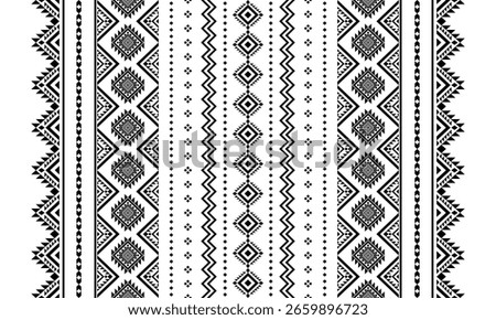Aztec tribal geometric pattern ethnic Mexican style Traditional folk art design Black and White for textile, fabric, carpet, background, fashion