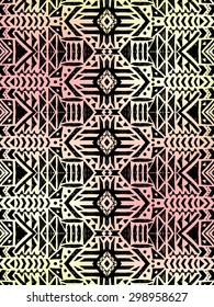 Aztec tribal mexican pattern. Hipster boho chic background with gradient mesh