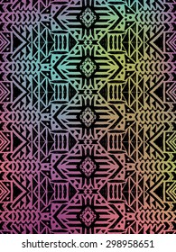 Aztec tribal mexican pattern. Hipster boho chic background with gradient mesh