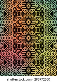 Aztec tribal Mexican pattern. Hipster boho chic background with gradient mesh