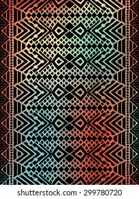 Aztec tribal mexican pattern. Hipster boho chic background with gradient mesh