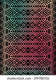 Aztec tribal mexican pattern. Hipster boho chic background with gradient mesh