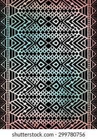 Aztec tribal mexican pattern. Hipster boho chic background with gradient mesh