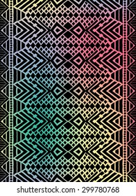 Aztec tribal mexican pattern. Hipster boho chic background with gradient mesh
