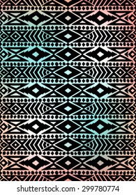 Aztec tribal mexican pattern. Hipster boho chic background with gradient mesh