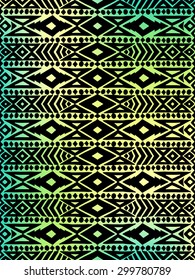 Aztec tribal mexican pattern. Hipster boho chic background with gradient mesh