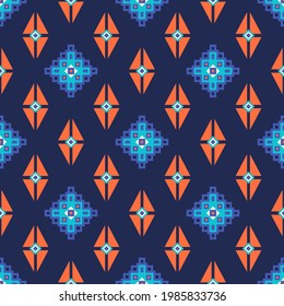 Aztec tribal ornament. Traditional folk motive. Geometric ethnic background. Seamless vector textile pattern. 