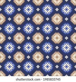 Aztec tribal ornament. Traditional folk motive. Geometric ethnic background. Seamless vector textile pattern. 