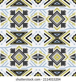 Aztec tribal ornament. Traditional folk motive. Geometric ethnic background. Seamless vector textile pattern. 