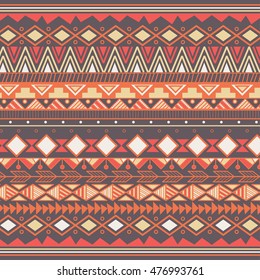 Aztec tribal pattern in stripes, vector illustration