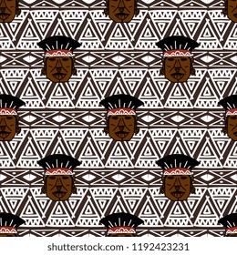 Aztec tribal pattern vector. Hand drawn ancient maya symbol. Native historical mexican culture seamless colorful drawing illustration for fashion textile print or wrapping and wallpaper background.