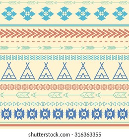 Aztec tribal seamless colorful pattern background