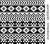 Aztec tribal seamless grunge white pattern on black background